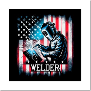 Welding Funny Welder Quotes USA American Flag Posters and Art